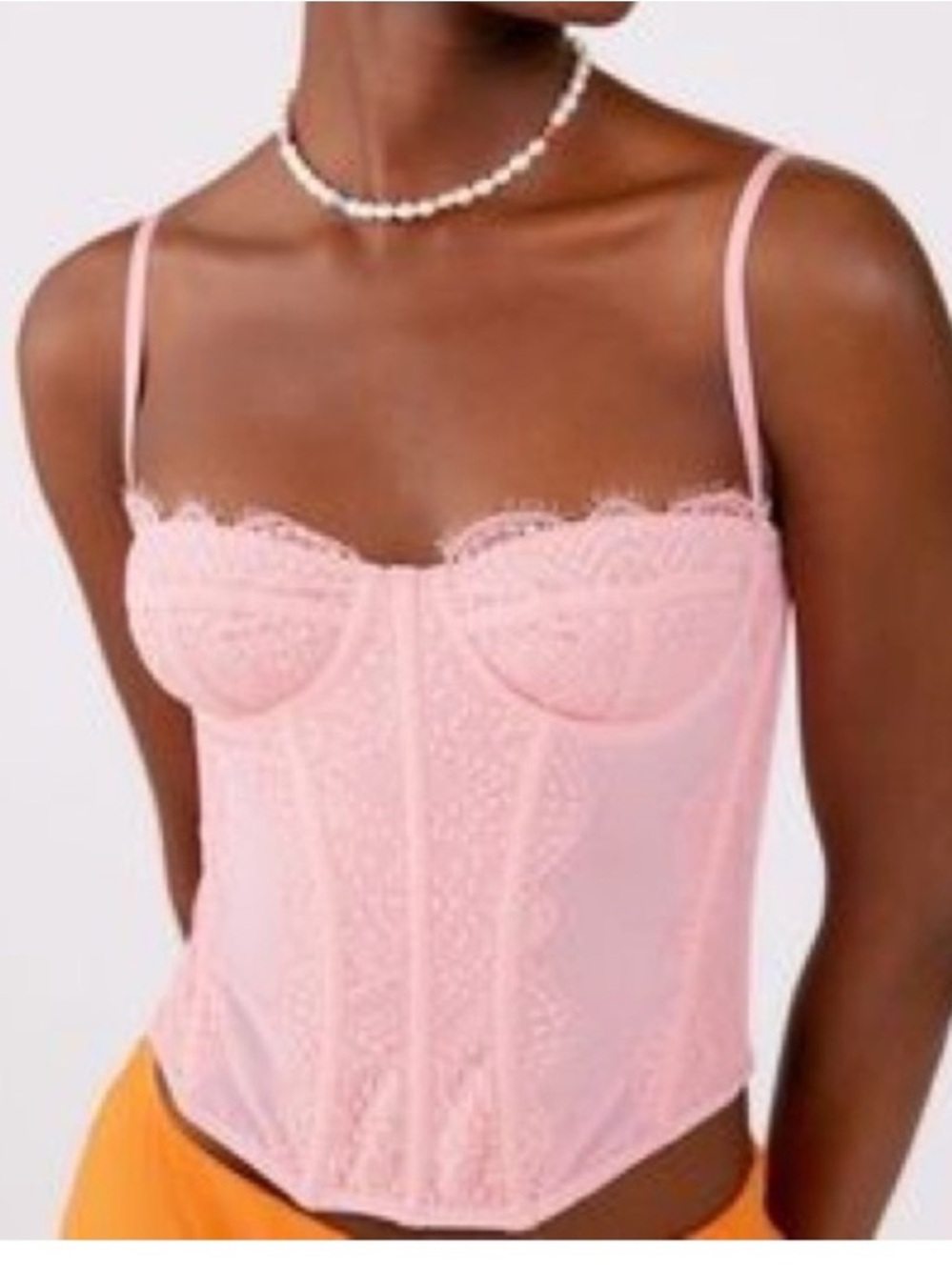 Urban Outfitters Blush Pink Lace Bustier Corset Top Sz S